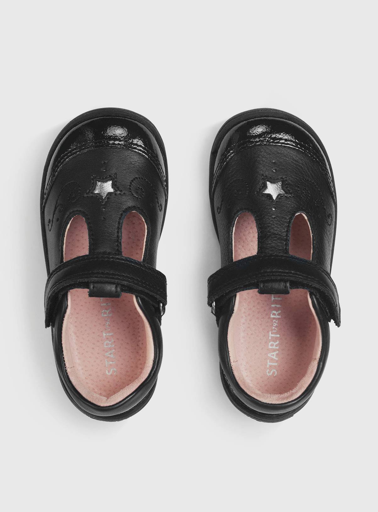 START-RITE Dazzle Black Leather T Bar School Shoes 9 Infant - Image 2