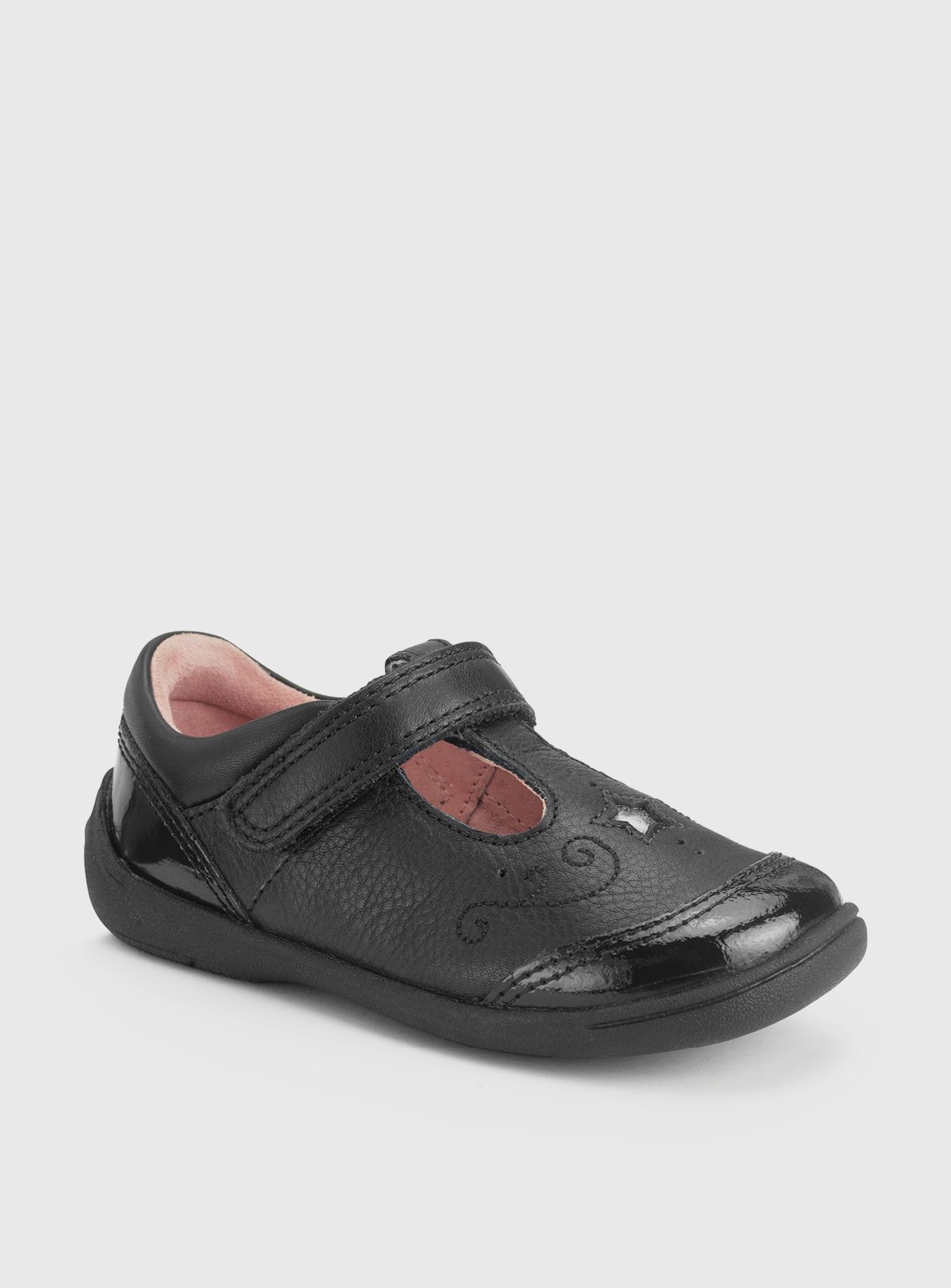 START-RITE Dazzle Black Leather T Bar School Shoes 9 Infant - Image 3 thumbnail