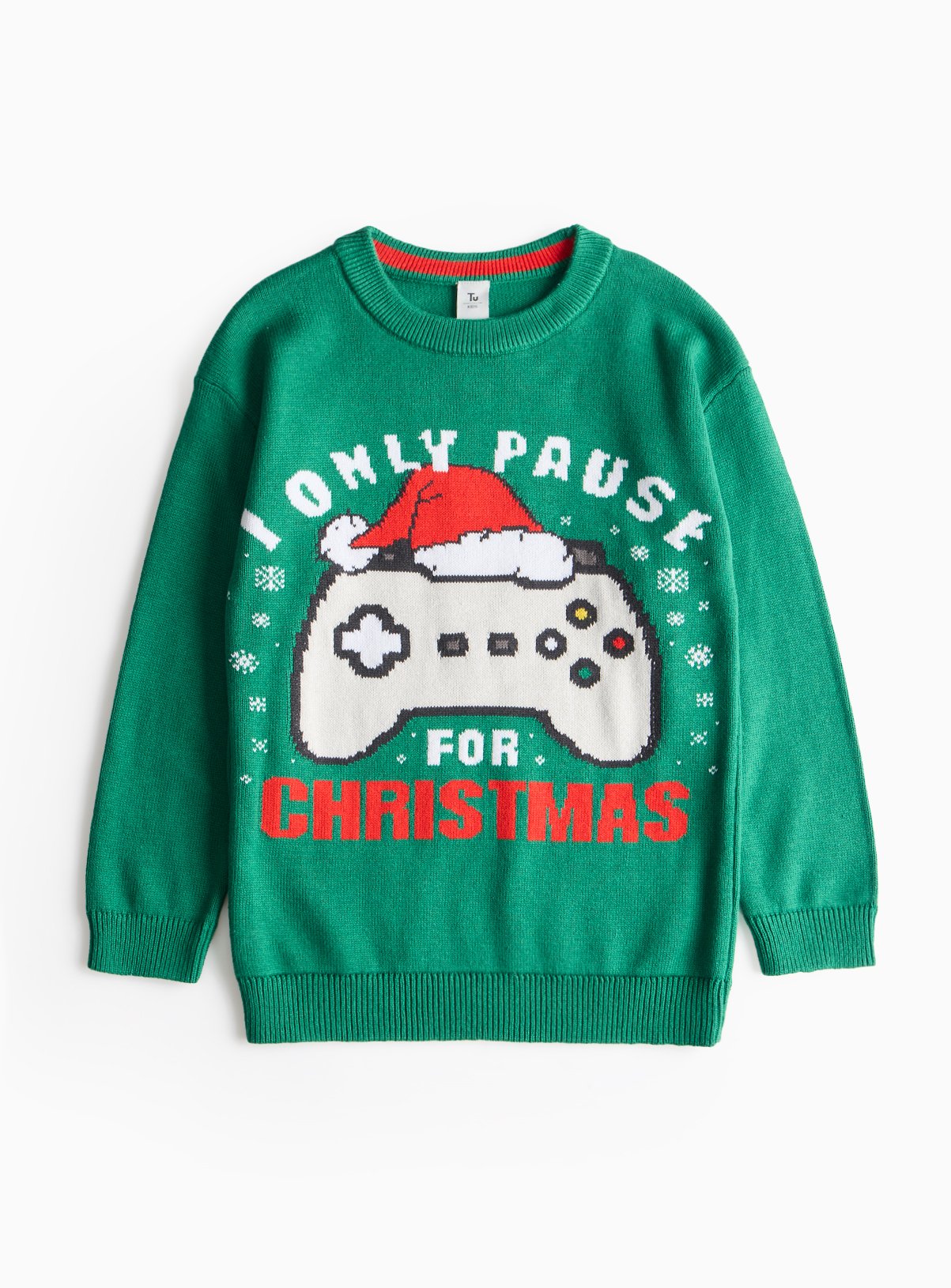 Green Christmas Gaming Print Knitted Jumper 5 years