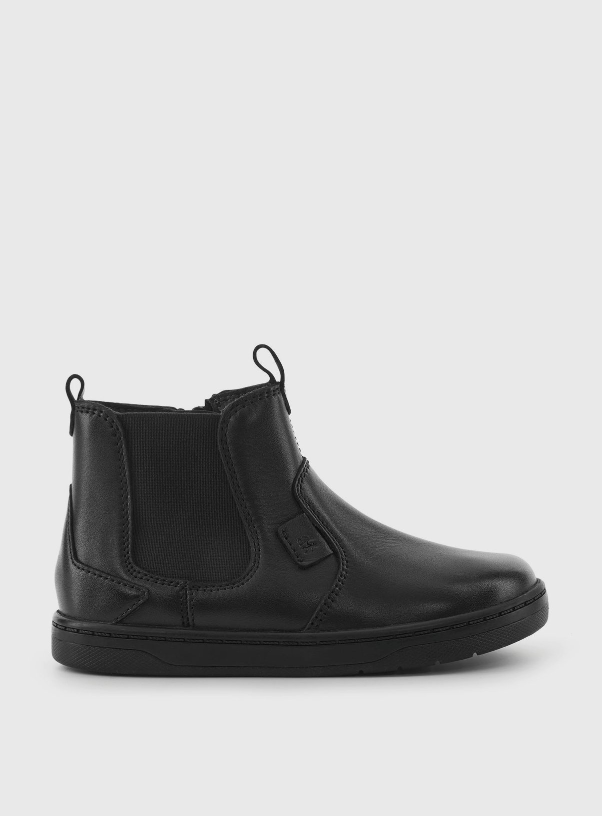 Black START-RITE Energy Black Leather Zip Up School Boots - Start-Rite by Sainsbury's