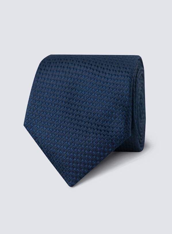 Buy HAWES & CURTIS Plain Textured Silk Tie Navy One Size Ties Tu
