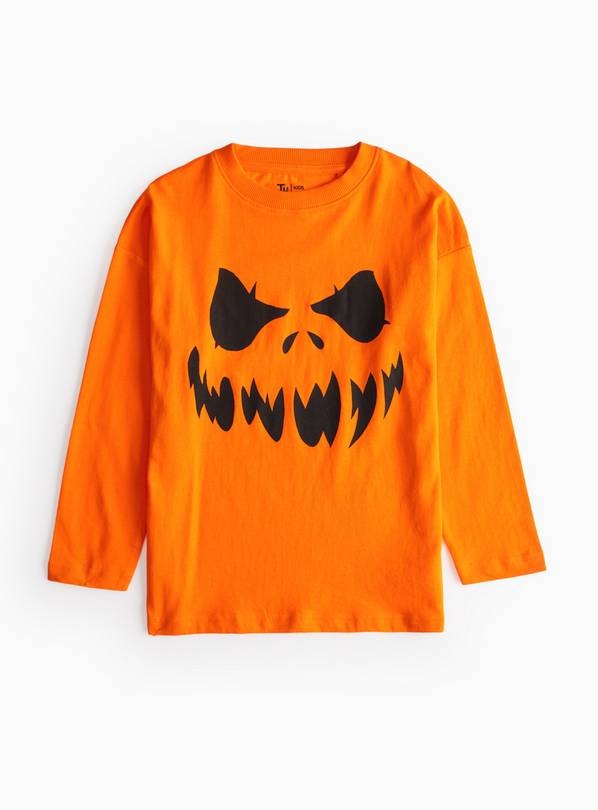 Halloween Pumpkin Design Orange Long Sleeve Top 13 years