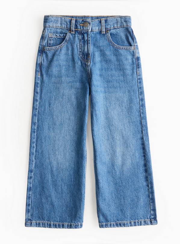 Mid Blue Wash Wide Leg Denim Jeans 8 years