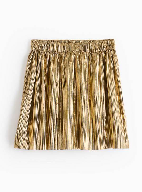 Gold Foil Pleated Mini Skirt 9 years