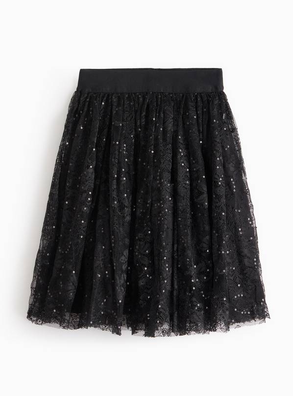 Black Lace & Sequin Midi Skirt 13 years