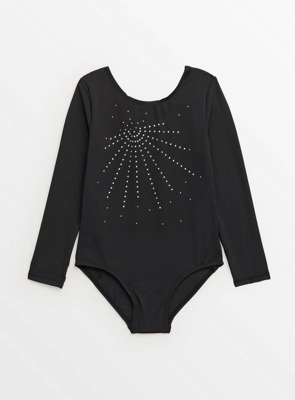 Black Embellished Long Sleeve Leotard 5 years