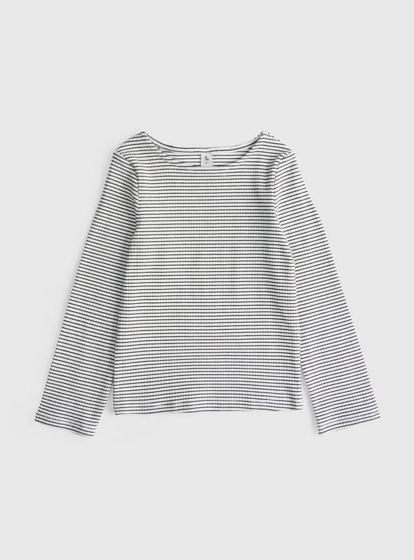 Black & White Stripe Ribbed Long Sleeve Top 9 years