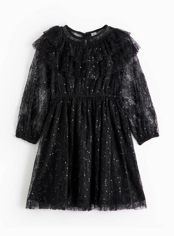 Black Sequin Mesh Long Sleeve Dress 8 years