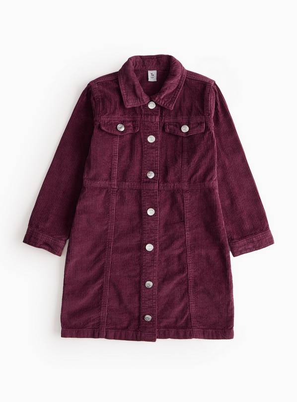 Berry Red Button-Through Corduroy Dress 7 years