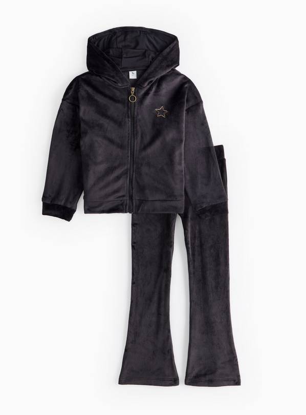 Black Velour Hoodie & Flares Set 6 years