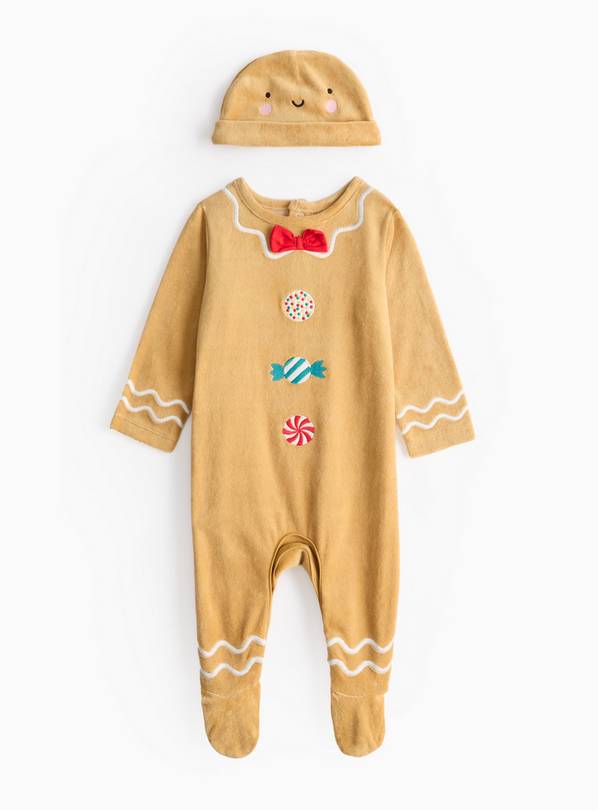 Gingerbread Velour Sleepsuit Set Up to 1 mth