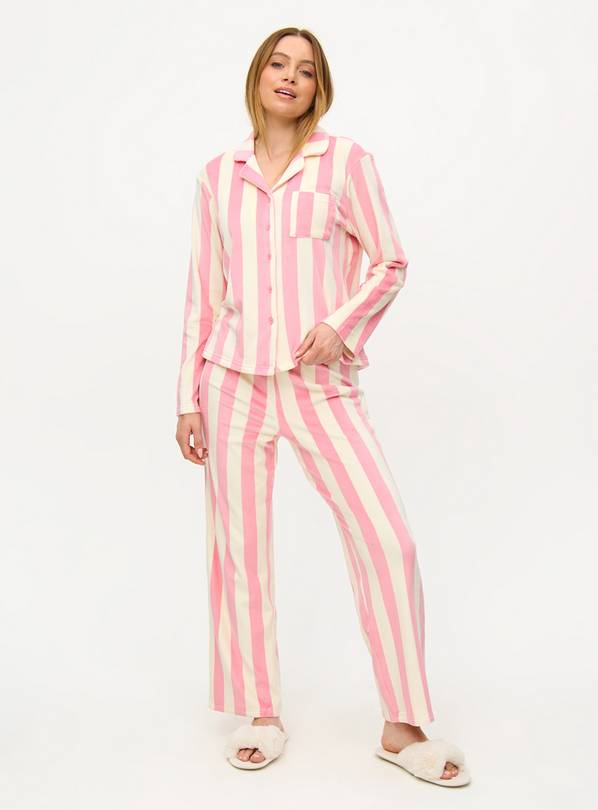 Buy Pink Stripe Slinky Traditional Pyjamas L Pyjamas Tu