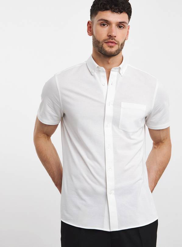 JACAMO Button Down Pique Shirt White 18.5