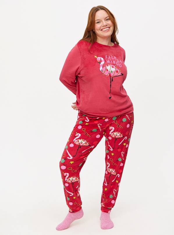 Pink Fa La La Mingo Slinky Fleece Pyjamas L