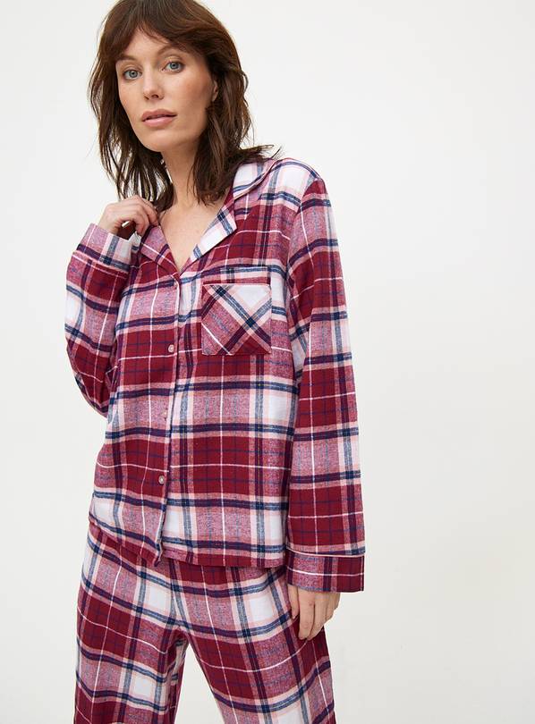 Red & Pink Check Woven Traditional Pyjamas L