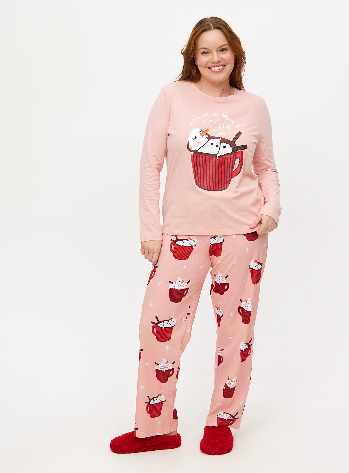 Tu Christmas Wake Me Up Before You Cocoa Slogan Pyjama Set M Pink female