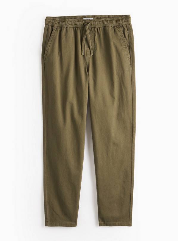 Khaki Straight Leg Relaxed Pull On Trousers 38R