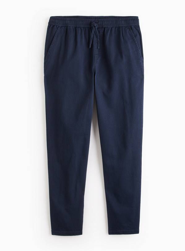  Navy Straight Leg Relaxed Pull On Trousers 34R