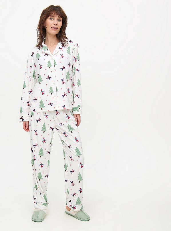 Christmas Snow Angel Printed Traditional Pyjamas S