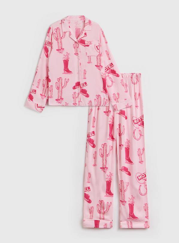 Mini Me Pink Cowgirl Print Traditional Pyjamas 8-9 years