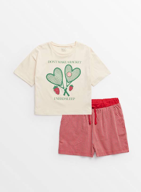 Tennis Slogan Stripe Shortie Pyjamas  7-8 years