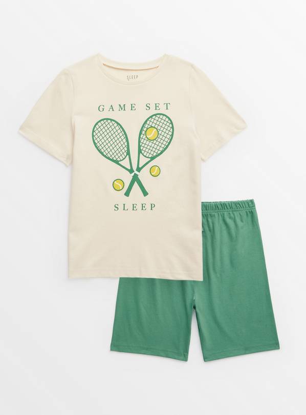 Green Tennis Slogan Shortie Pyjamas 4-5 years