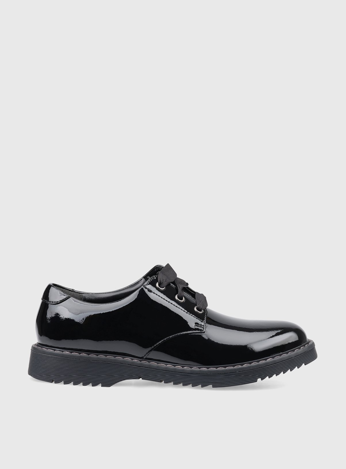 Black START-RITE Impact Black Patent Leather Lace Up School Shoes - Start-Rite by Sainsbury's
