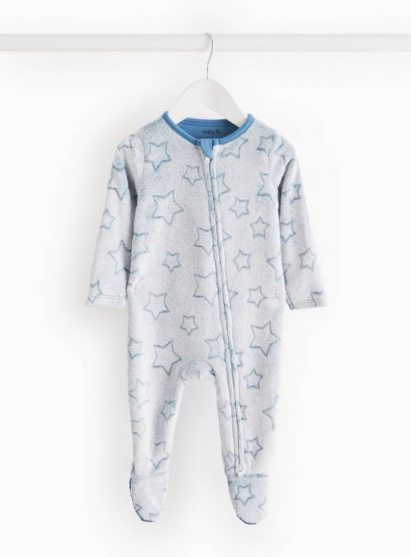 Blue Star Print Fleece Sleepsuit 9-12 months