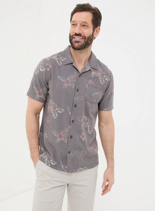  FATFACE Short Sleeve Hibiscus Print Shirt S