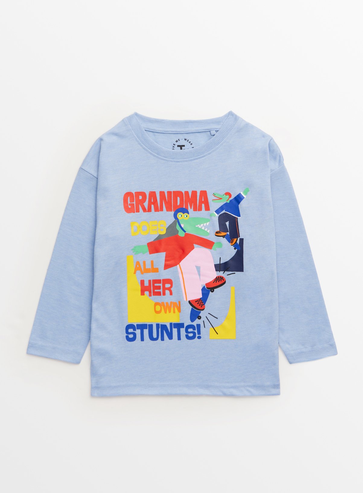 Blue Grandma Print Long Sleeve T-Shirt 1-2 years