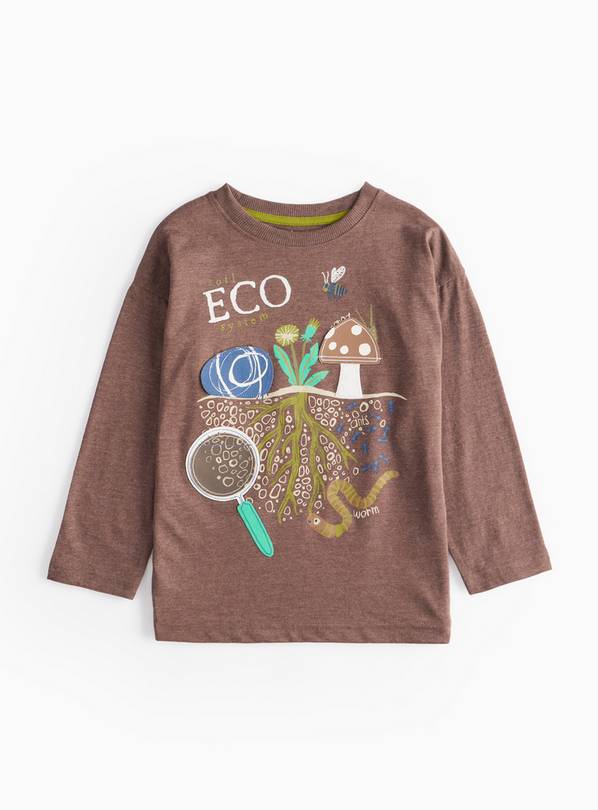 Brown Logo Print Long Sleeve Top 1-2 years