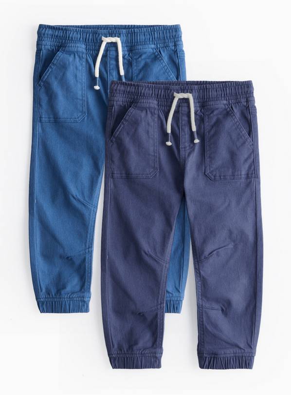 Navy & Blue Woven Trousers 2 Pack 1-2 years