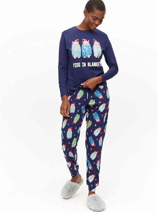 Christmas Pigs In Blankets Printed Long Sleeve Pyjamas 12-14