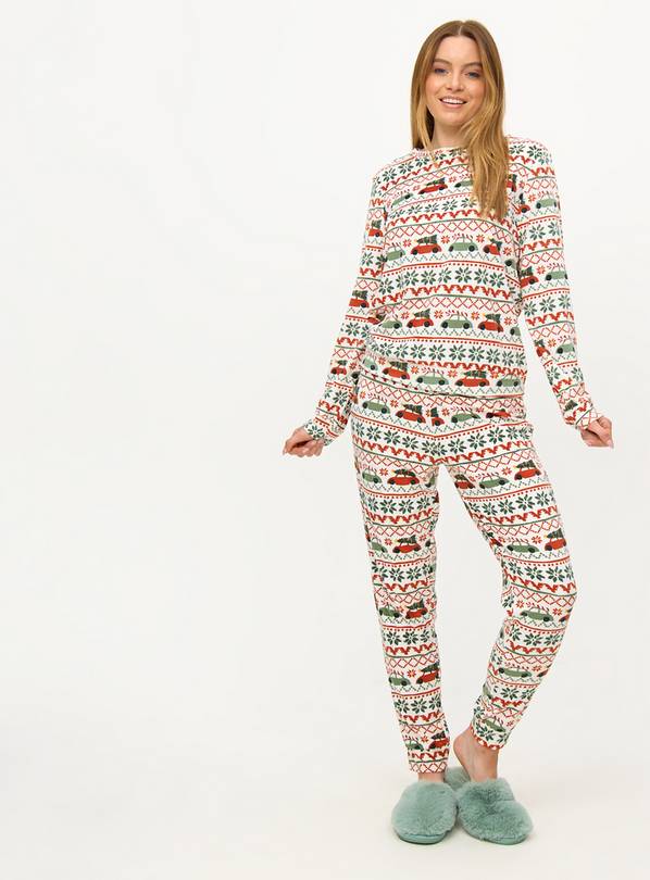 Buy Matching Family Women s Christmas Fair Isle Car Print Fleece Pyjamas 12 14 Pyjamas Tu