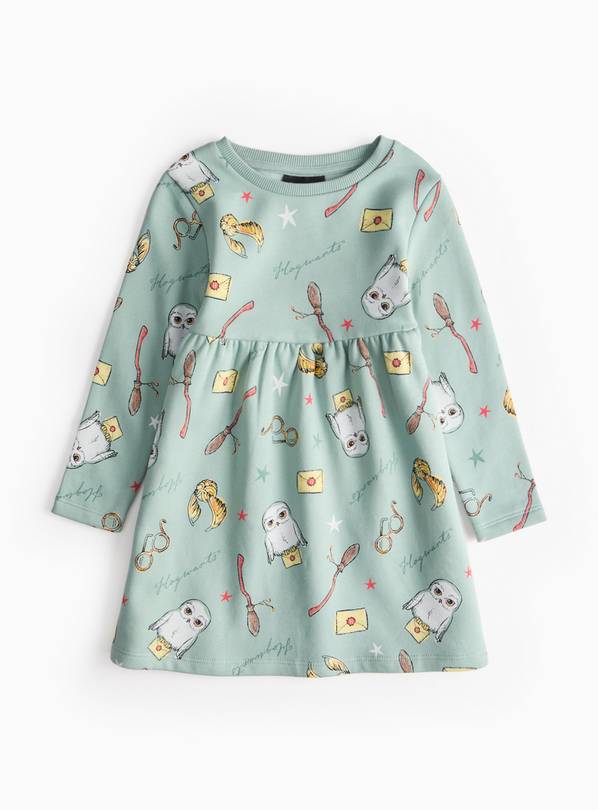 Harry Potter Hedwig Printed Green  Jersey Dress 6-7 years