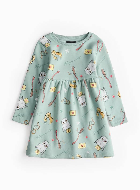 Harry Potter Hedwig Printed Green  Jersey Dress 3-4 years