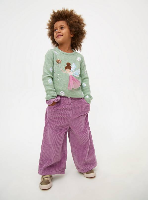 Lilac Corduroy Paperbag Waist Trousers & Scrunchie Set 6-7 years