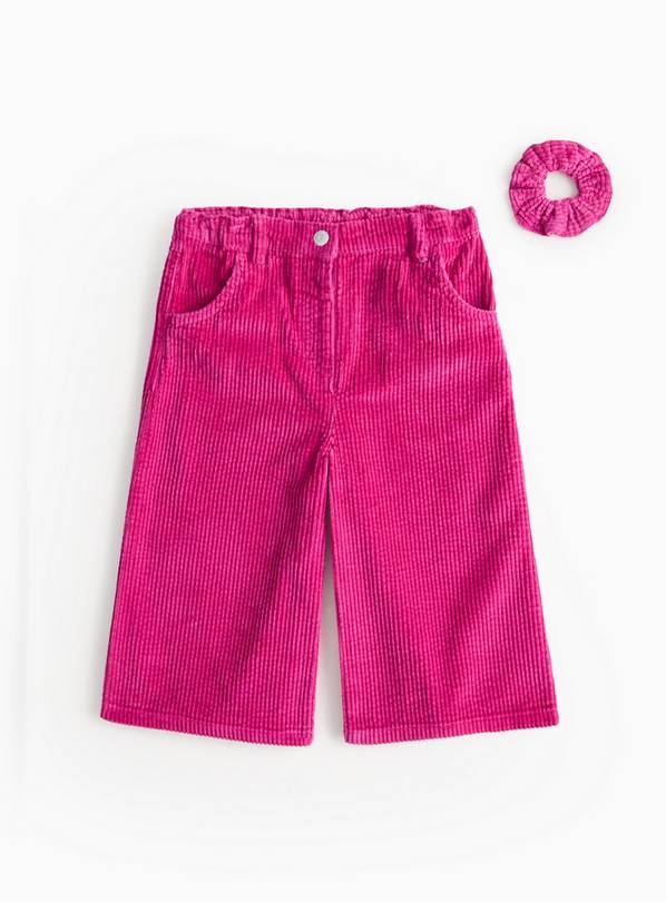 Pink Corduroy Paperbag Trousers & Scrunchie Set 1-2 years