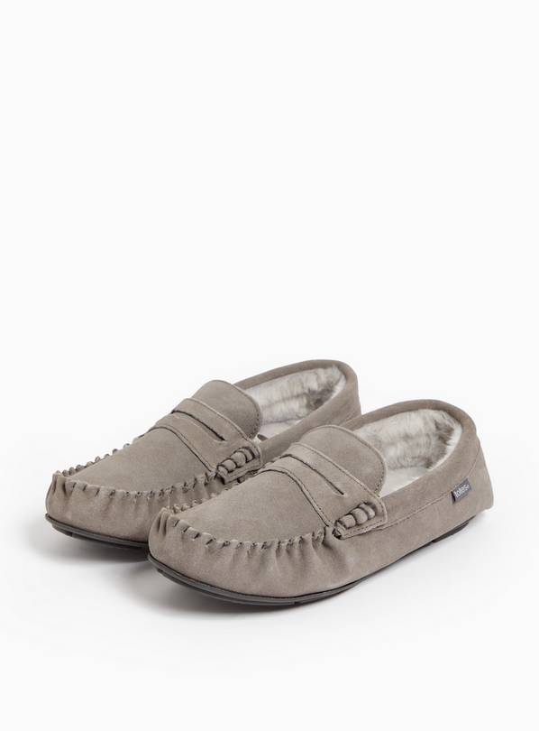 totes® Grey Real Suede Moccasin Slippers 11