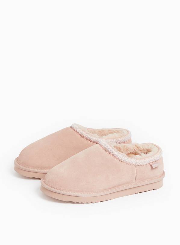 totes&reg; Pale Pink Suede Stitch Detail Mule Slippers M