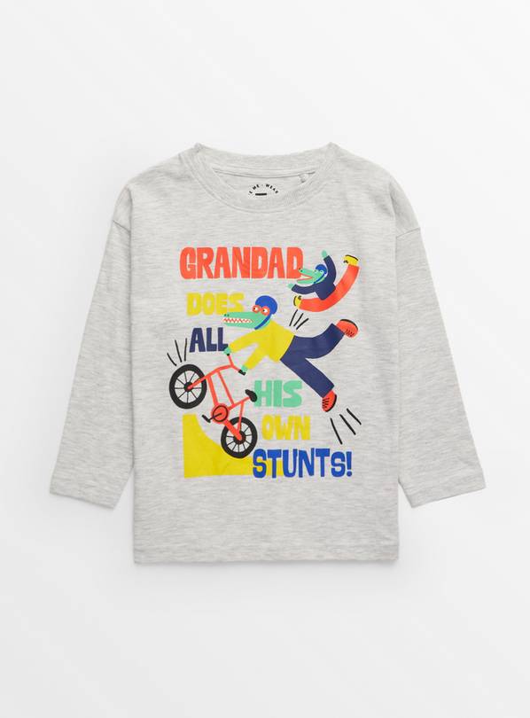 Grey Long Sleeve Grandad Slogan T-Shirt 1-2 years