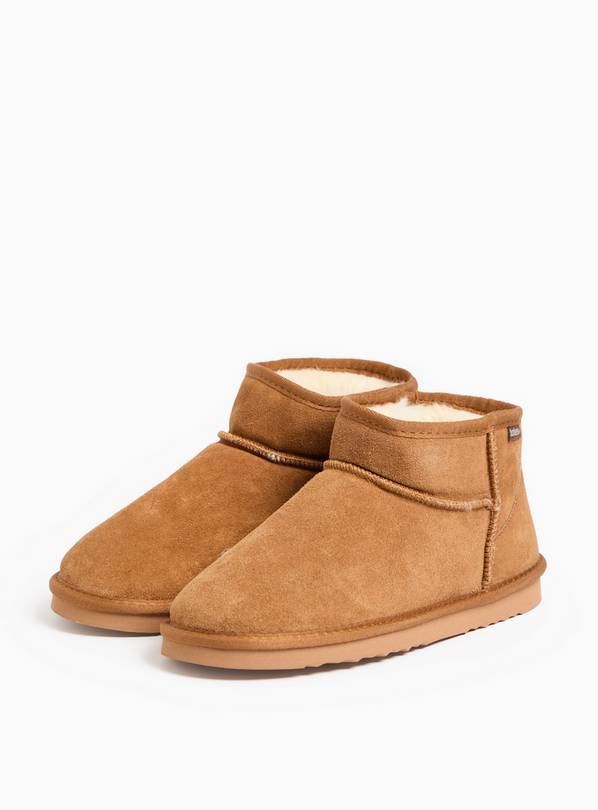 totes® Tan Suede Faux Fur Lined Slipper Boots Small