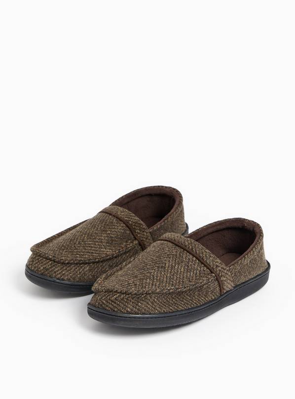 Brown Herringbone Full Slippers 9