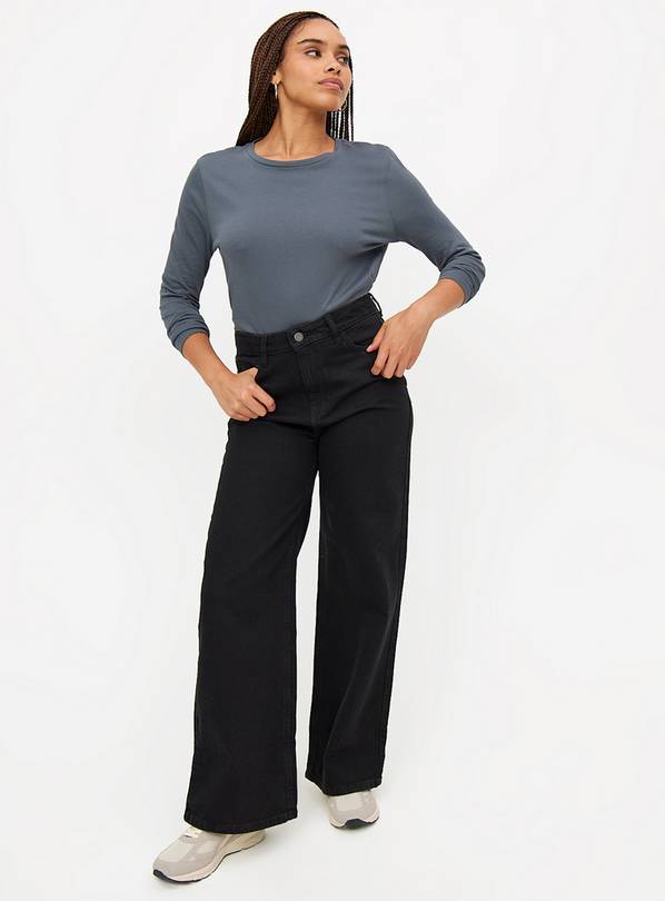 Black Wide Leg Denim Jeans 18S