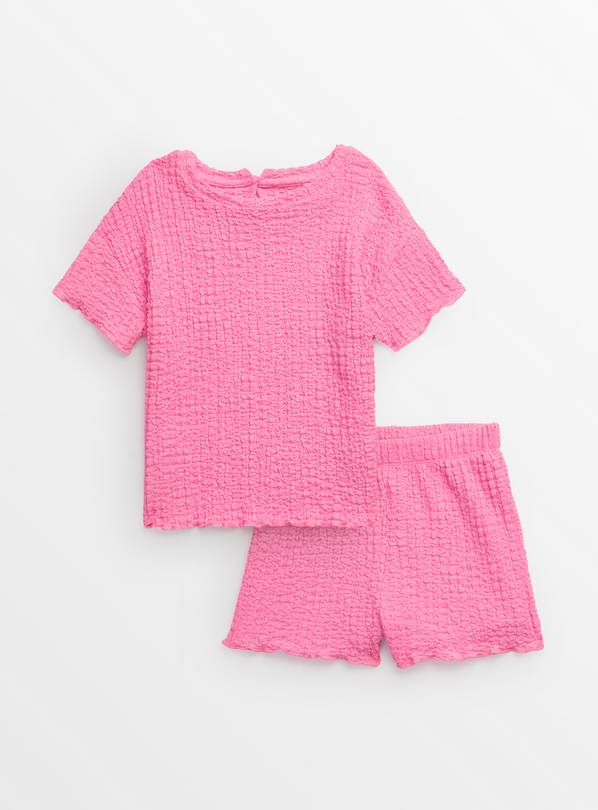 Pink Crinkle T-Shirt & Shorts Set  1-2 years