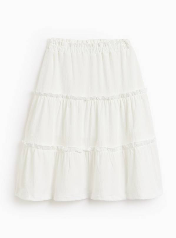 White Crinkle Midi Skirt 13 years