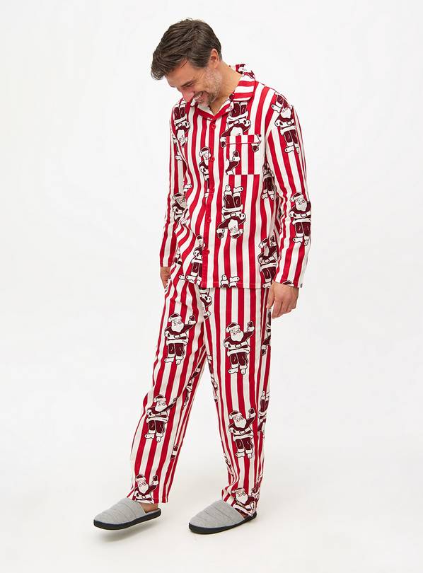 Matching Family Men's Christmas Red Stripe Santa Traditional Pyjamas L