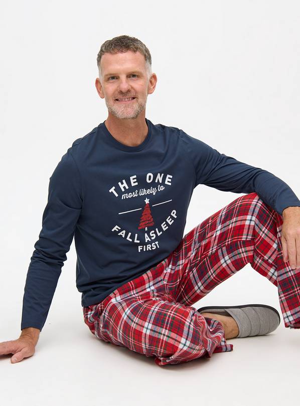 Matching Family Men's Christmas Slogan Print Pyjamas L