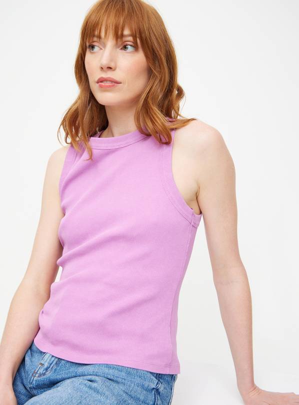 Lilac Washed Ribbed Vest Top  8