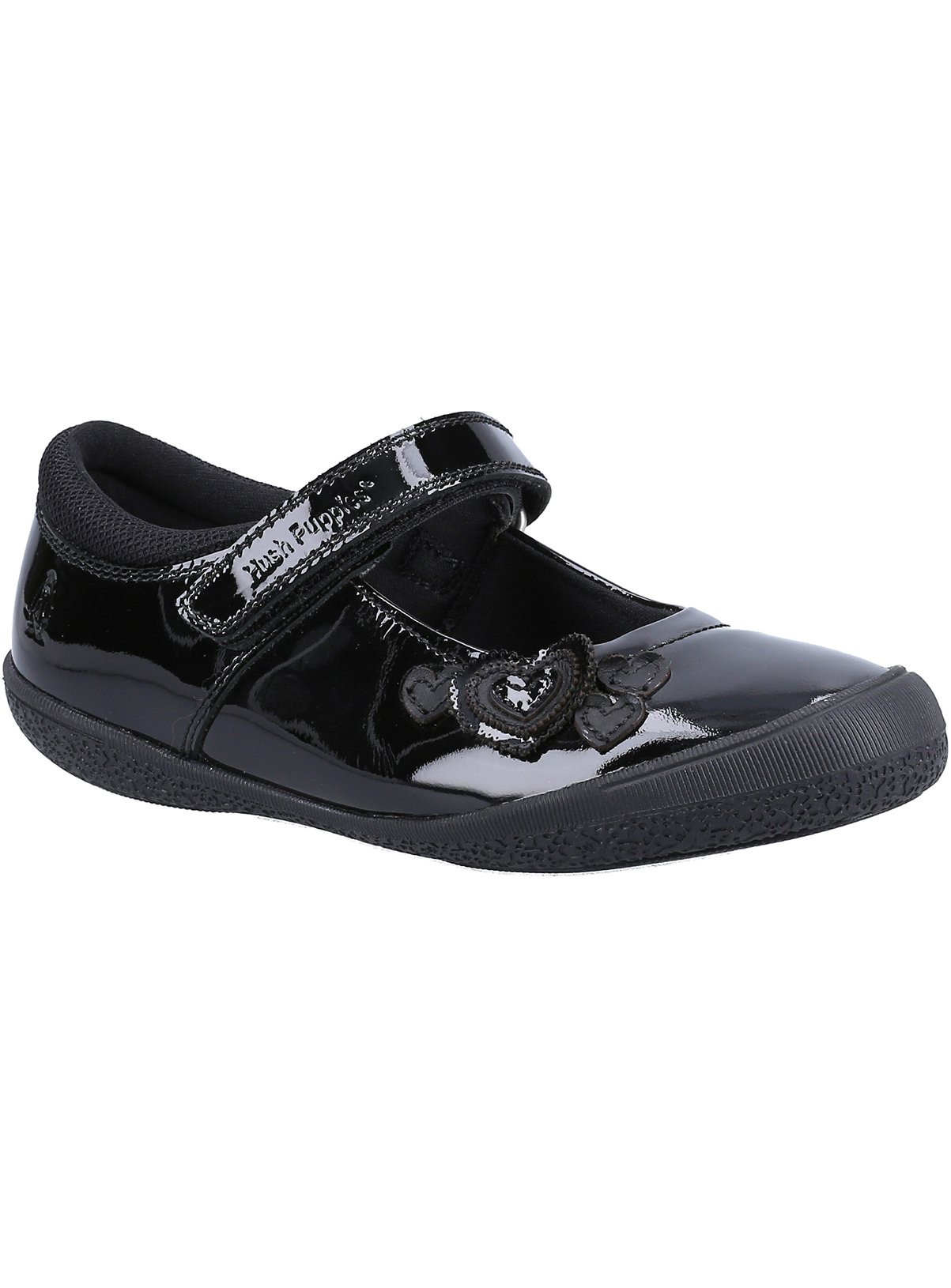 Black Black HUSH PUPPIES Rosanna Patent Junior School Shoe - Hush Puppies by Sainsbury's